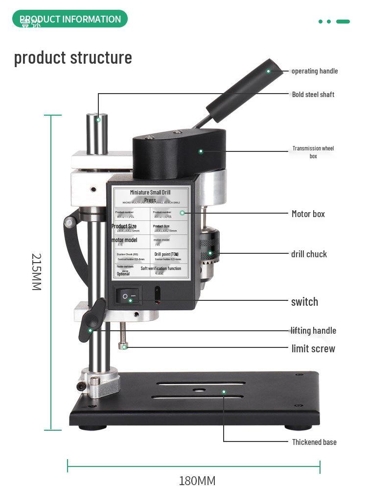 Compact Desktop Variable Speed Electric Drill Press - Mini Stand for Household Drilling