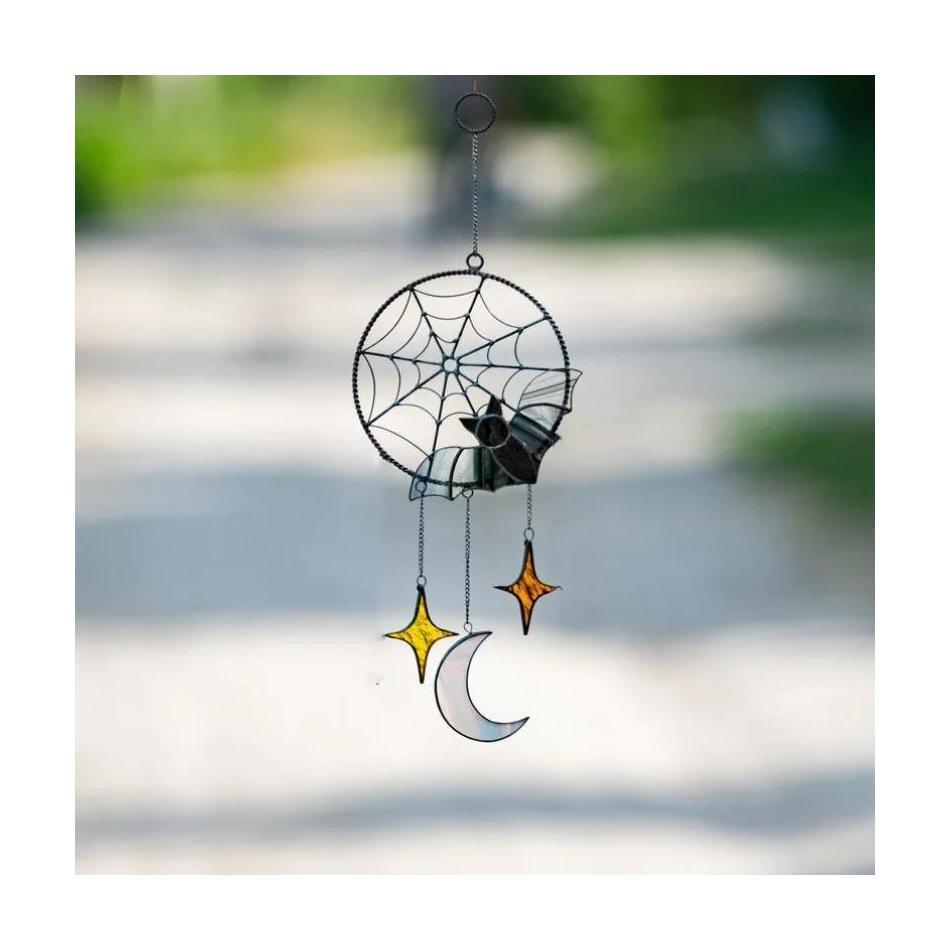 Creative Wind Chimes Home Holiday Party Decors Halloween Decorations Gothic Bat Moon Star Hanging Ornament Window Wall Pendants