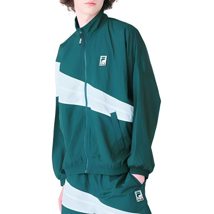 FILA Jackets Unisex Green Stand Collar Moderate Wind Shell FS2JKF2103X_FGR