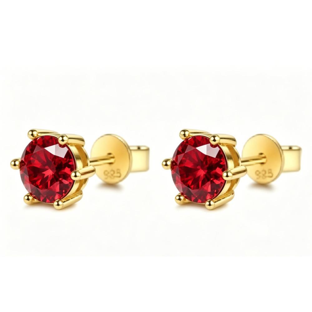 

6.5mm Round Cut 6 Prong Moissanite Stud Earrings S925 Sterling Silver Gold Plated Fine Jewelry For Men Women 6.5mm
