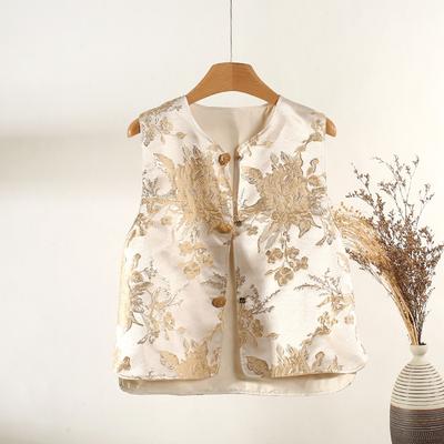 2025 Spring Temperament Advanced Sense Unique Beautiful Golden Jacquard Vest