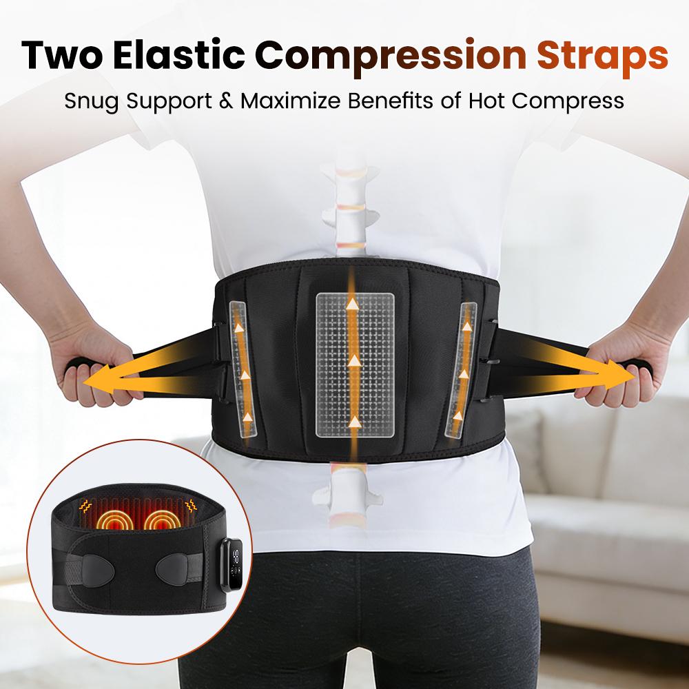 Cordless Heated Vibration Waist Belt Massager Lumbar Decompression Lower Back Brace Muscle Relax Support for Back