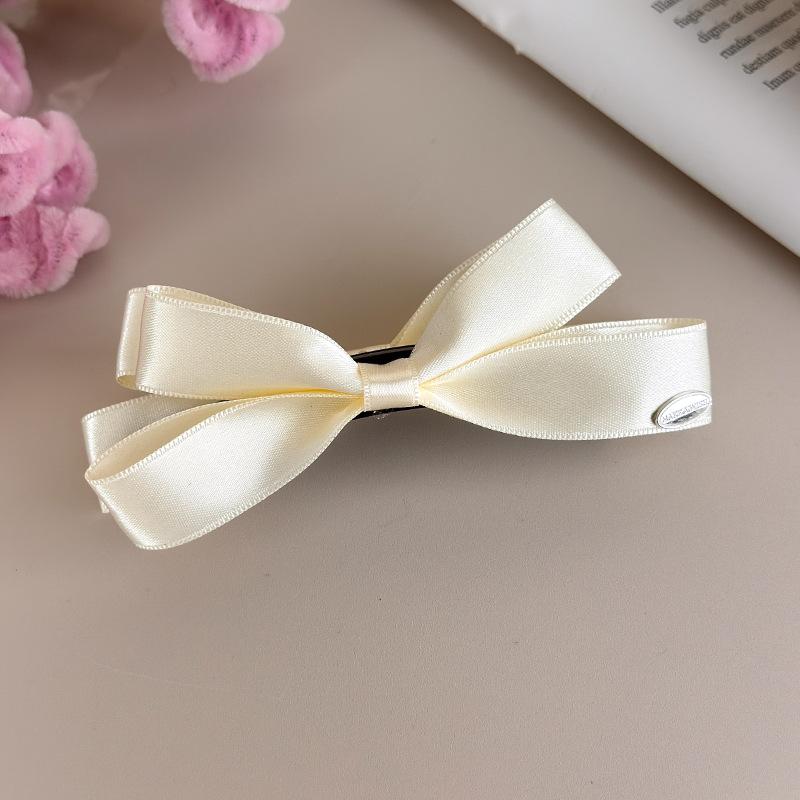 French Satin Bow Banana Clip Gentle Solid Color Vertical Clip Half Tie Hair Clip Simple Commuter Girl Hair Accessories