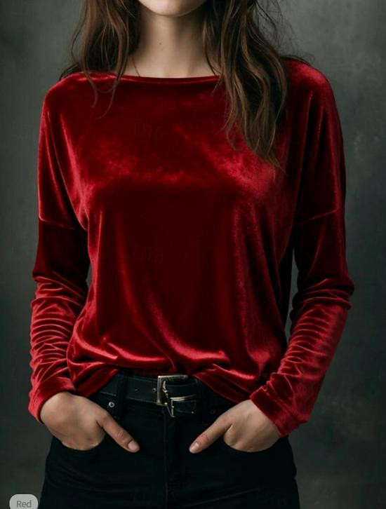 2026 Luxe Velvet French Knitwear: Chic Loose Round Neck Top for Fall/Winter