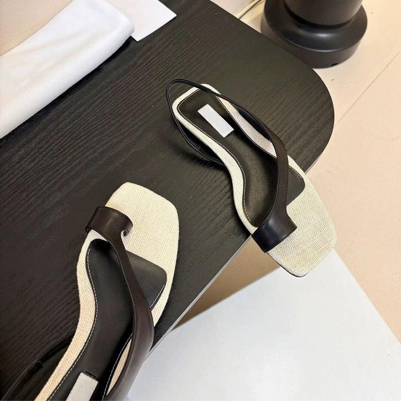 Sheepskin Version~ Korean Square Head Cover Toe Flat Bottom Roman Sandals Women's 2025 Summer New Beach Versatile Cool Slippers