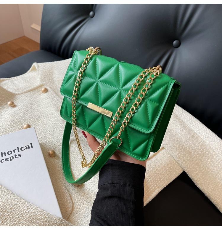 Women's Simple Texture Rhombus Embroidery Pleated Handbag 2026 Autumn New Temperament Single Shoulder Crossbody Bag