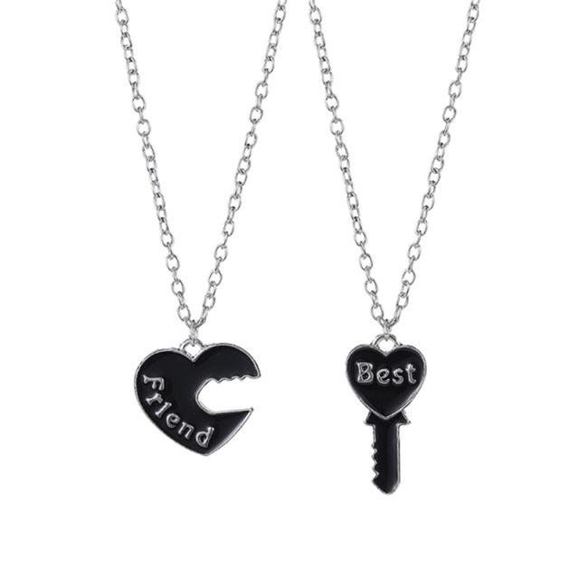 Zircon Best Friend Zircon Love Couple Pendant Necklace 2 Pcs/ Set Rainbow Broken Heart BFF Good Friends Friendship Jewelry Gift