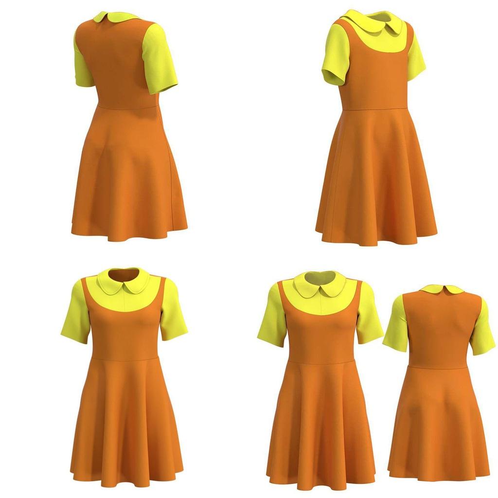 Stylish Squid Game Wooden Doll Cosplay Dress Flexible And Comfortable Polyester Fabric
