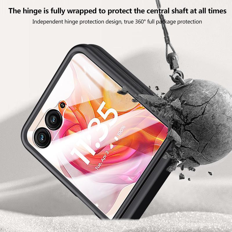 Feel Skin Leather Hinge Shockproof Cover for Motorola Razr 50 50Ultra Case Ani-Knock Protective Full Protection Film Case Cover