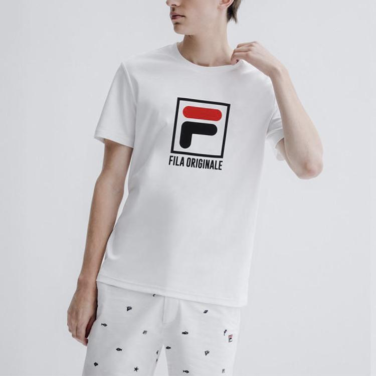 Fila Logo Letter Sport Casual Crew Neck Pullover Short Sleeve T-Shirt Men Tops White F51M038106FWT