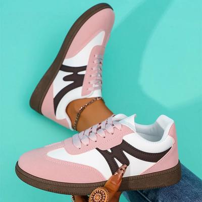 Mode Frühling Neu Patchwork Damen Ballerinas Schuhe Outdoor Leicht Komfort Schnürschuhe Vulkanisierte Schuhe Kunstleder Rutschfest Tennis Sneaker