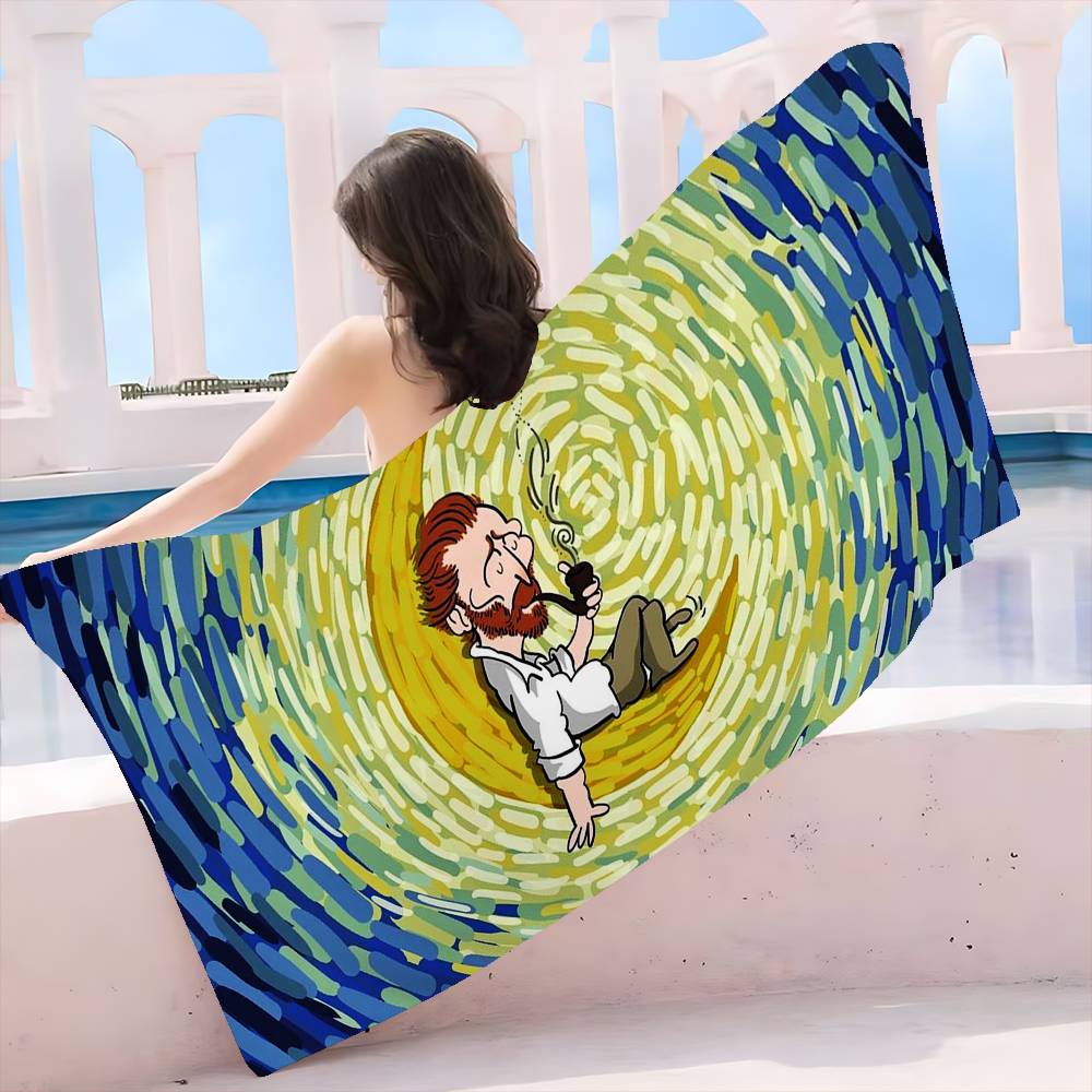 Painter Van Gogh Microfiber Blanket Quick Drying Beach Towels Oversized Printing Super Absorbent Pool Towel Blanket
