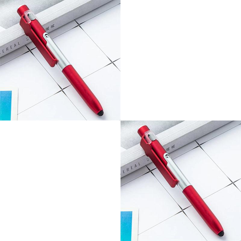 1/2/3pcs 4-in-1 Multi-function Ballpoint Pen Built-in LED Light Foldable Stand Portable Reading Writing Pen Practical School