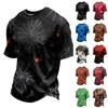 Men Casual Crew Neck Short Sleeve T Shirt with Halloween Inspired Printed Pattern Loose Fit Comfortable Top