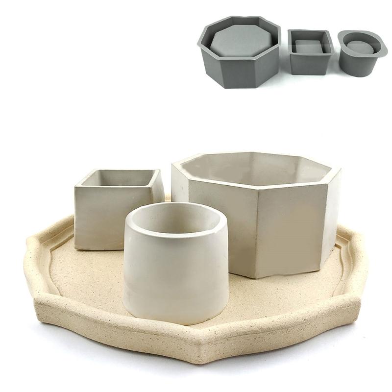 Handmade Concrete Plant Flower Pot Epoxy Resin Mold DIY Candle Holder Mould Succulent Planter Flowerpot Silicone Mold