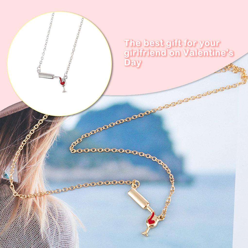 Lightweight Glass Pendant Necklace For Fashionable Women Wine Glass Pendant Cup Necklace Wine Bottle