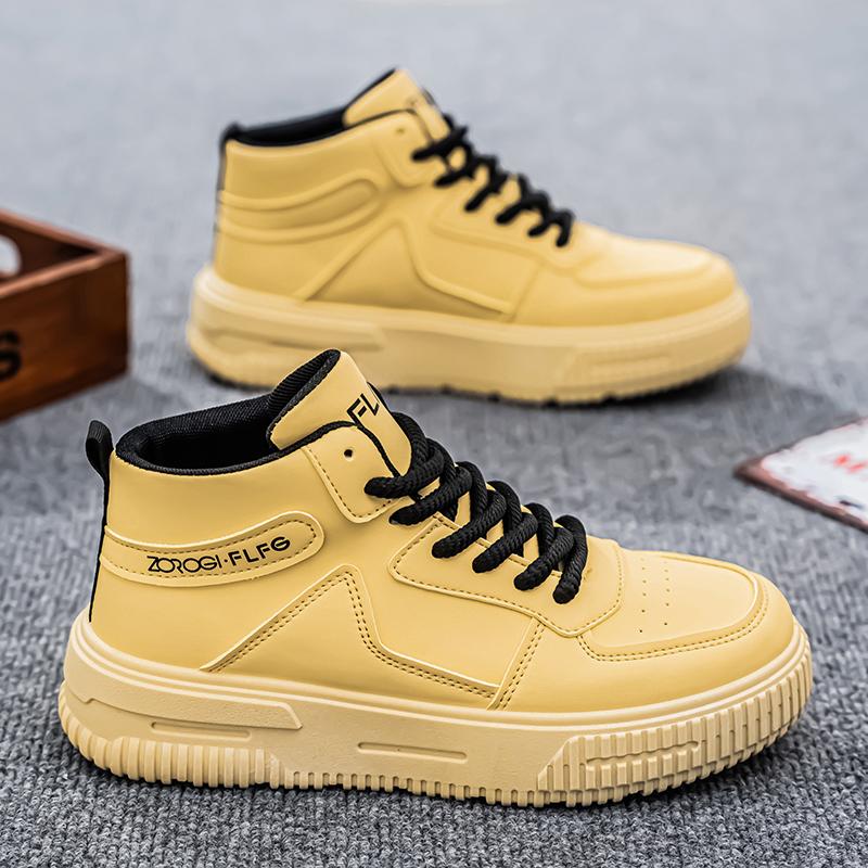 

Men And Women s Fashion Casual High Top Skateboarding Shoes Boys And Girls Comfortable Sneakers Students Trending Classic Breathable Gym Non-slip 46 жовтий