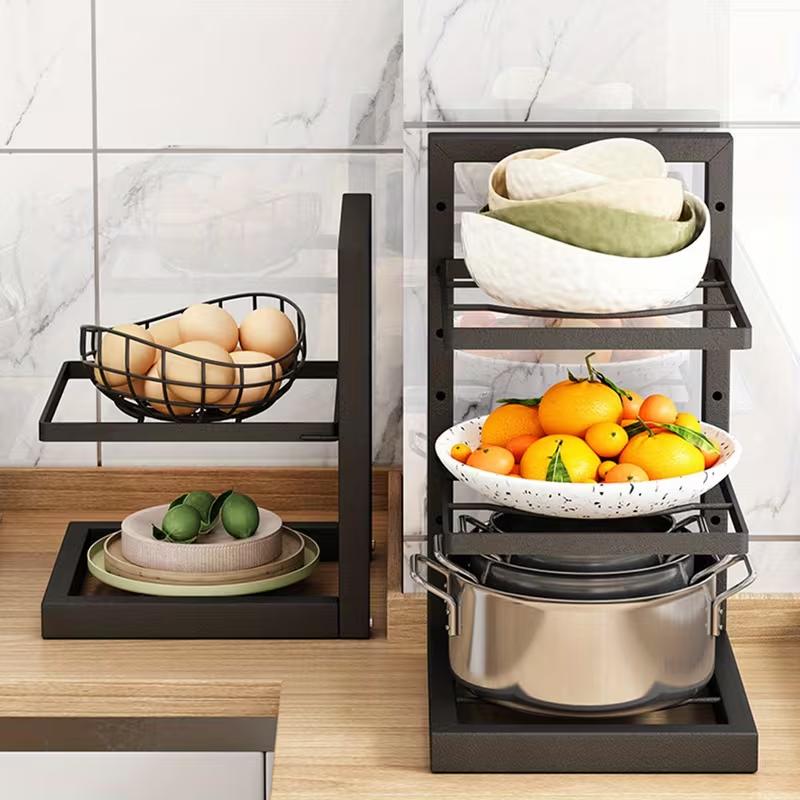 Verstellbarer Topfregal-Organizer Küche Edelstahl Topfaufbewahrungsregal Mehrschichtiger Haushalts-Topf- und Pfannen-Organizer für die Küche