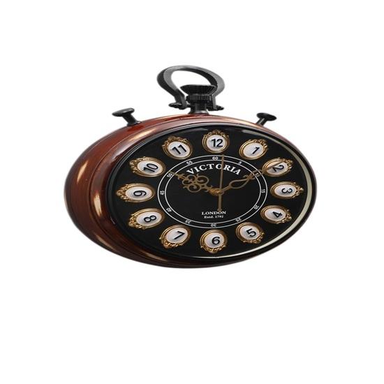 30 Cm Victoria Wall Clock, Vintage Style with Gold-Tone Frames, Brown Wood Frame, 1792 Collection