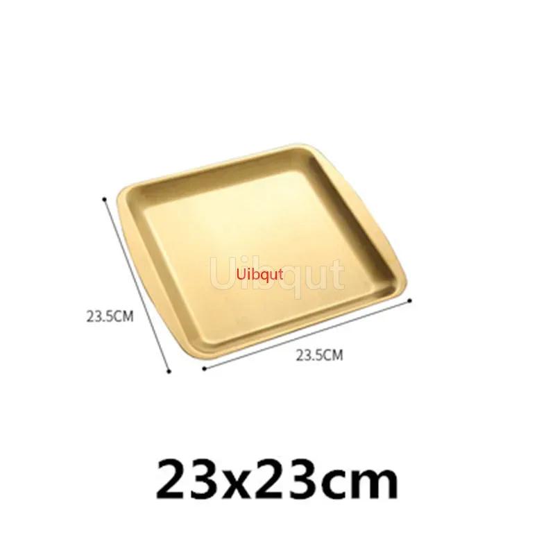 304 gold golden Stainless Steel Food Storage Trays BBQ Sushi Flat Dish Bread Pastry Baking Pan Kitchen Fruit Vegetable Plate