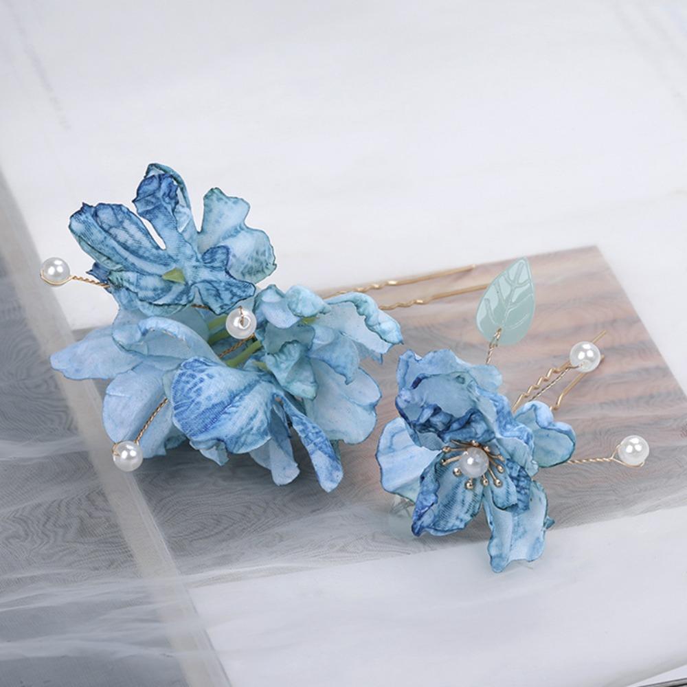 New Artificial Flower Floral Hairpin Forks Tassel Vinatge Hanfu Hair Accessories Chinese Style Multicolor Hair Clip Fork Hanfu