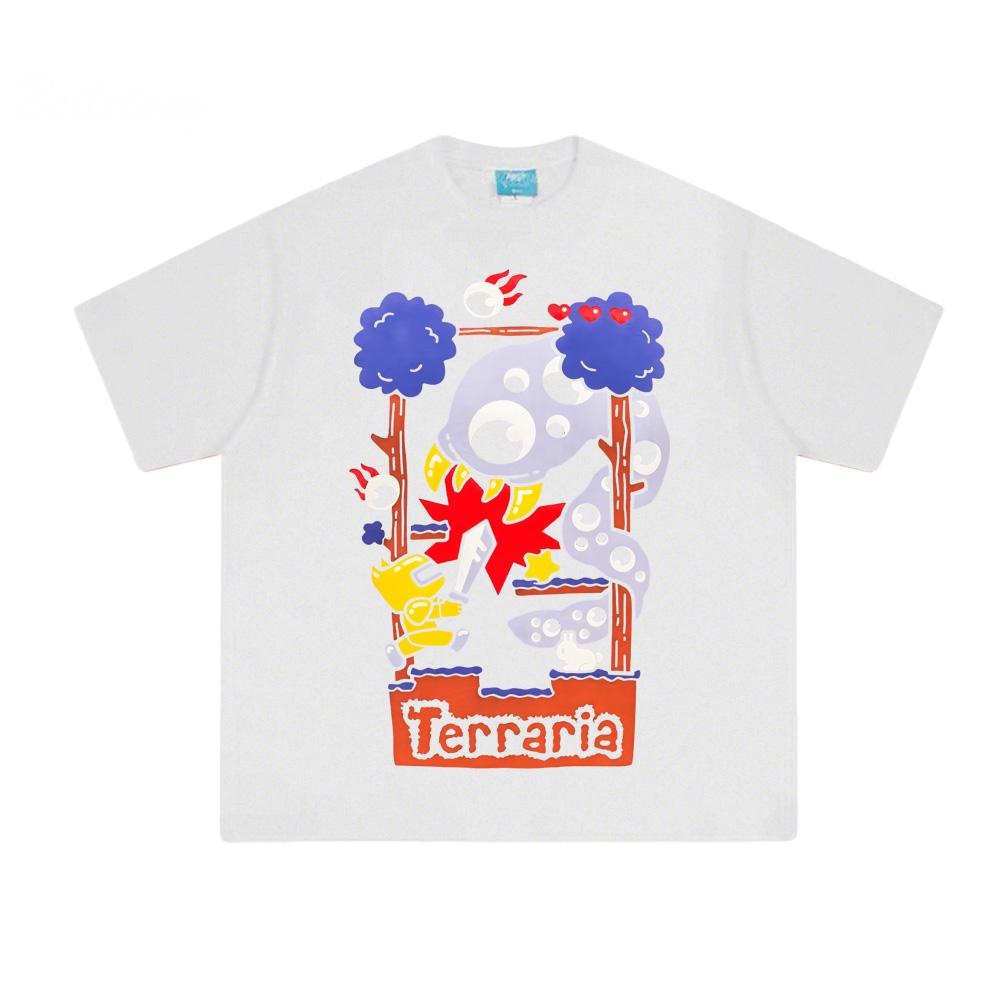 Koszulka z nadrukiem gry Terraria 2026 100% Bawełna Okrągły dekolt TOPY Letnia Wysoka jakość Wygodna Koszulka