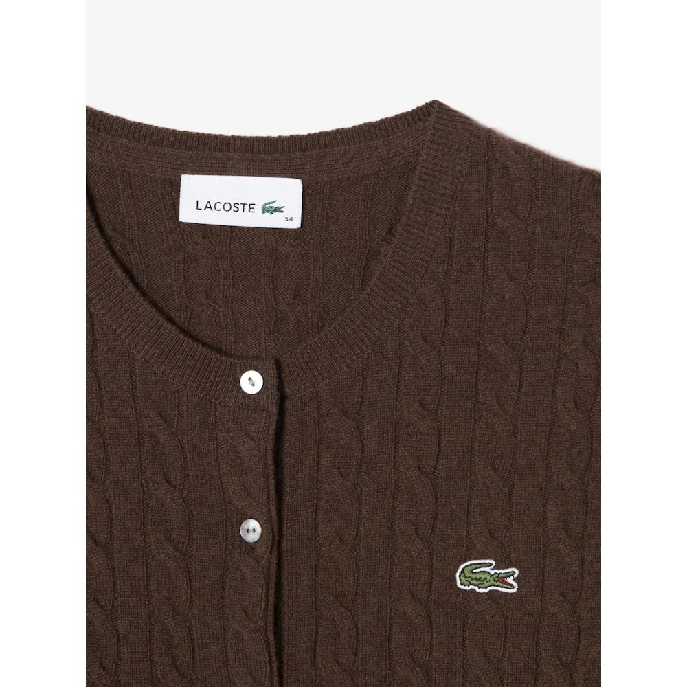 Lacoste Womens Cable Crewneck Cardigan Af091e 54n Shi q2nAf091e 54nShi