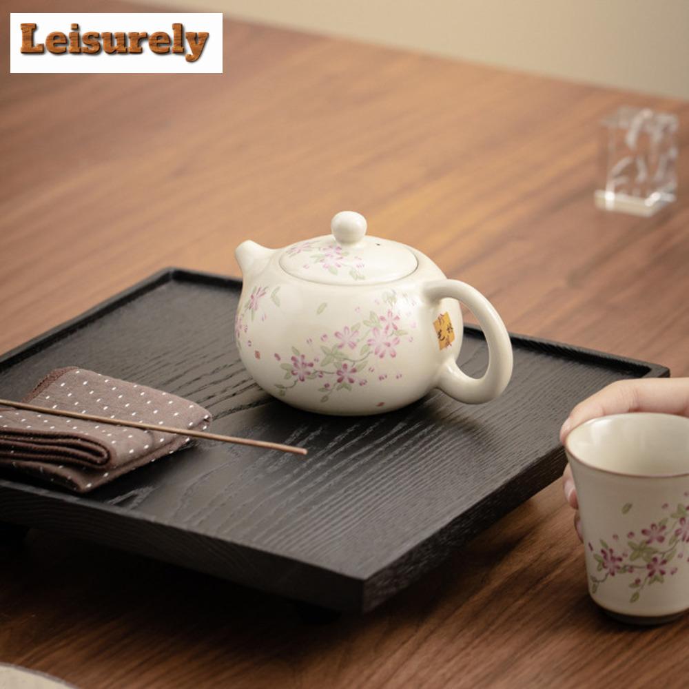 180ml Imitation Song Ru Kiln Xishi Teapot Luxury Cream Opening Piece Pot Tea Maker Kettle with Ball Hole Cafes Accessories Gift