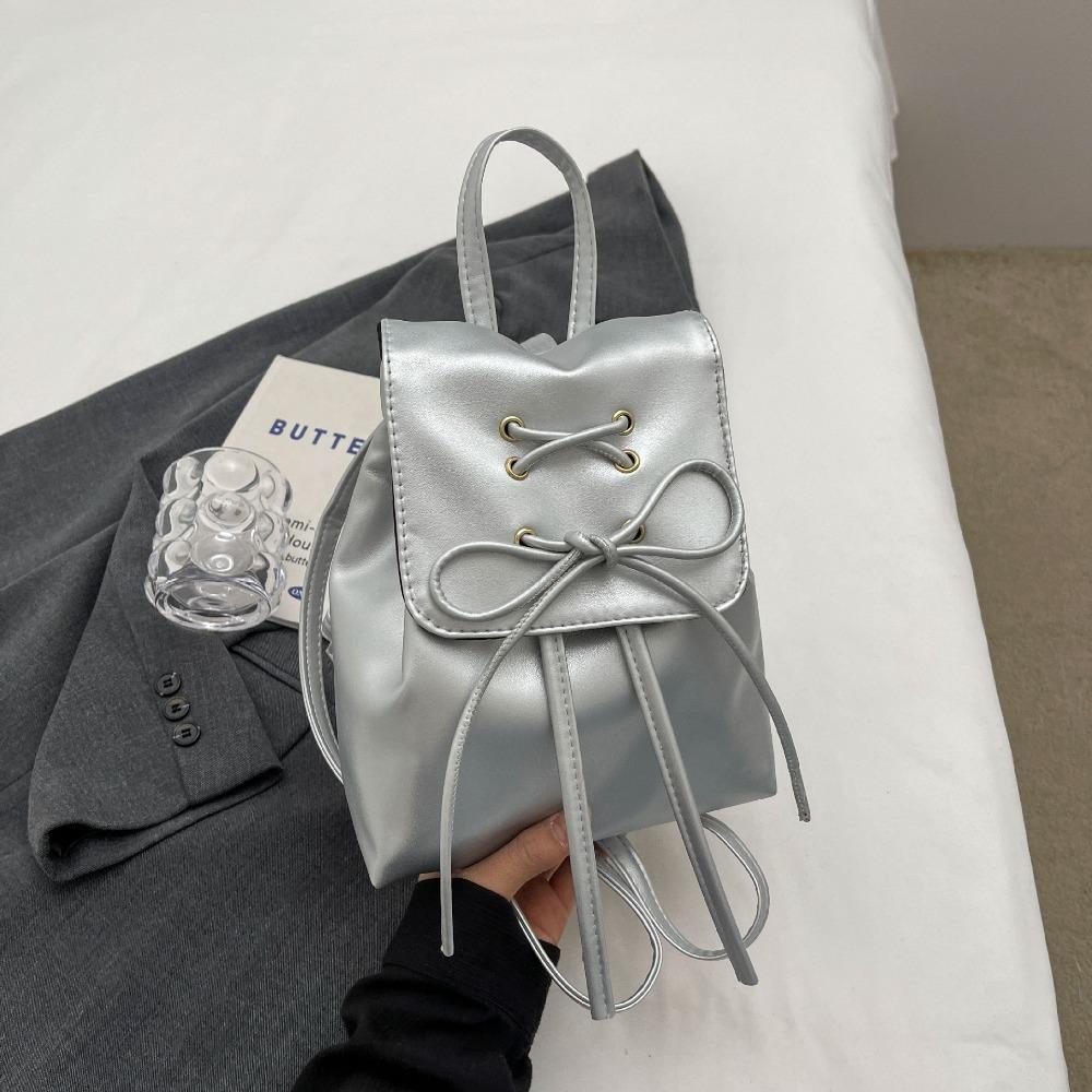 Korean Style PU Leather Women's Backpack Fashion Large Capacity School Bag Solid Color Shoulder Bag