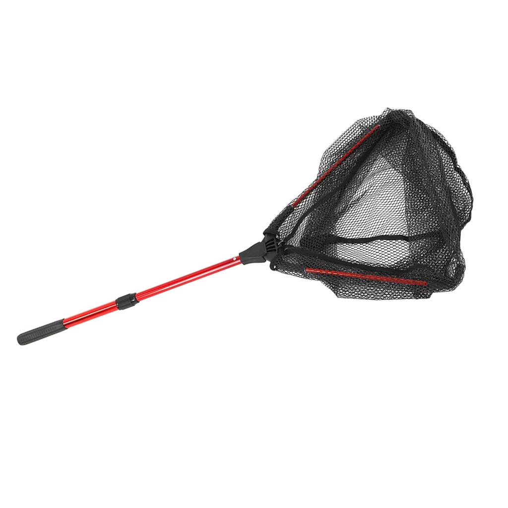 Floating Fishing Net Aluminum Alloy Hex Structural Mesh Extended Handle Double Sided Rubber Coating
