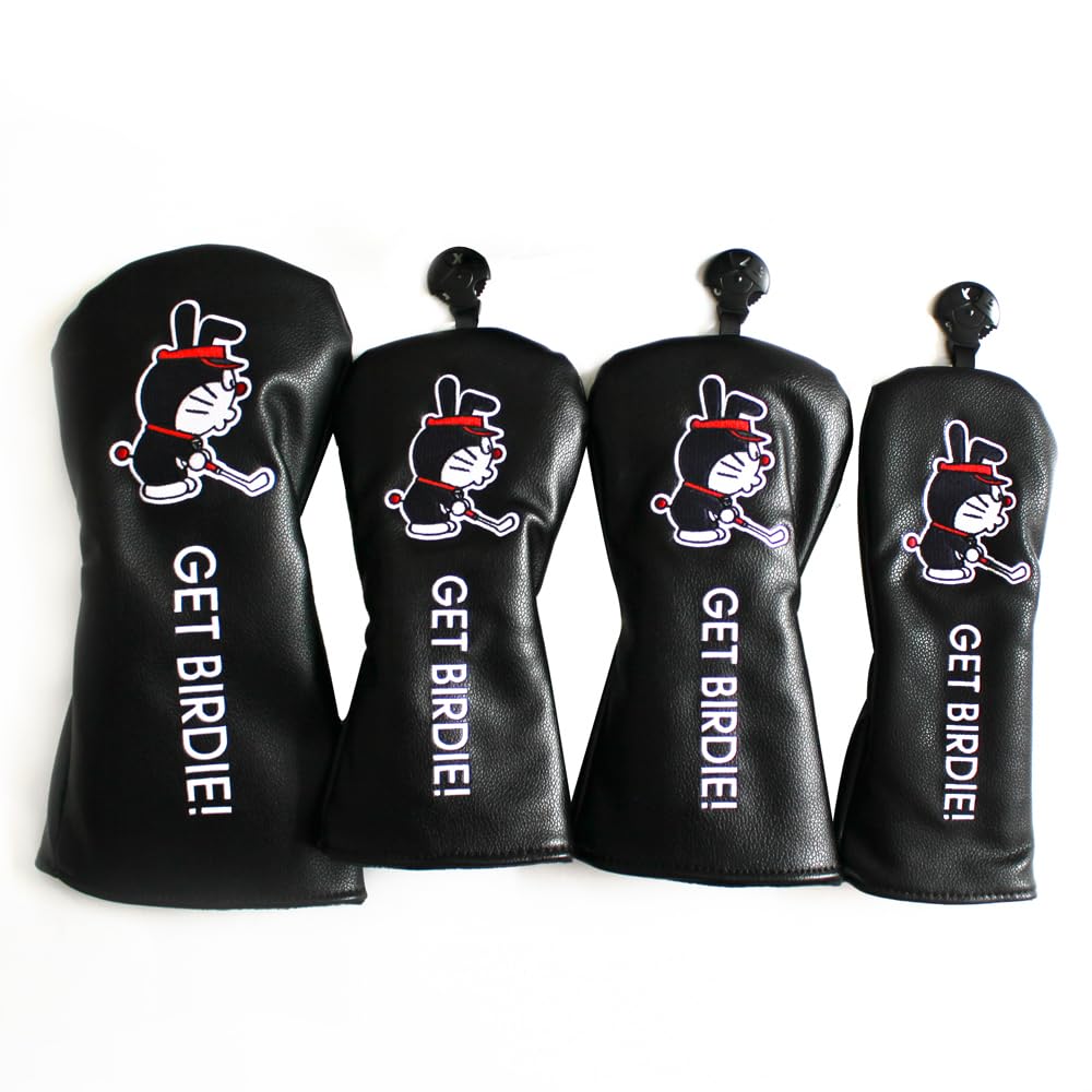 

Club Cover Set Golf Head Cover Golf Driver Wood Cover FW Utility with Conversion Tag Black 4-piece/5-piece (4-piece Set) [Product]