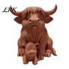 Cute Animal Figurine Rustic Highland Cow Ornament, Terracotta Color 3D Printed Statue, Desktop Decoration for Home Desk Shelf Farmhouse Decor