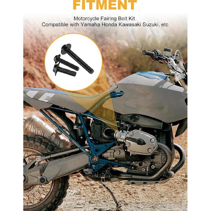 Motorcycle Fairing Bolt Kit, 195Pcs Stainless Steel M5 M6 Windscreen Screws Fastener Clips Universal Fit For Motorcycle Sportbike GSXR Honda Kawasaki