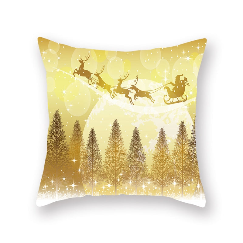Santa Claus Christmas Ornament Print Pattern Cushion Cover Home Living Room Sofa Decoration Square Polyester Pillow Pillow Cover