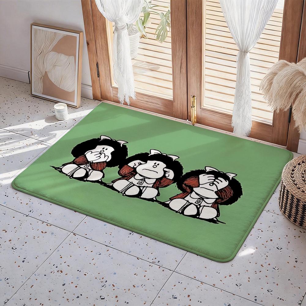 Cute Cartoon Mafalda Floor Mat Eco  Flannel Doormat Non Slip Odorless Indoor Floor Rug Soft Short Plush Home Mat