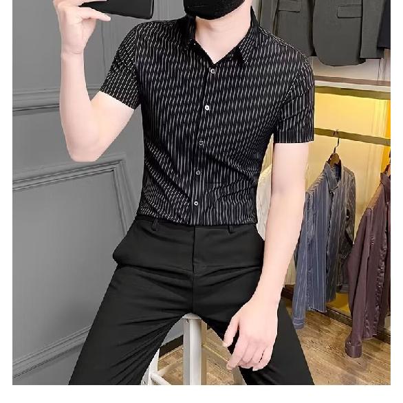 2024 Lässiges kariertes Revershemd für Männer mittleren Alters und junge Männer, Business-Casual-Modejacke für Männer