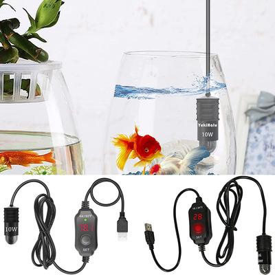 Chauffage d'aquarium USB 10W Petit chauffage d'eau d'aquarium avec affichage numérique de la température en Fahrenheit du bâton chauffant pour poissons Betta