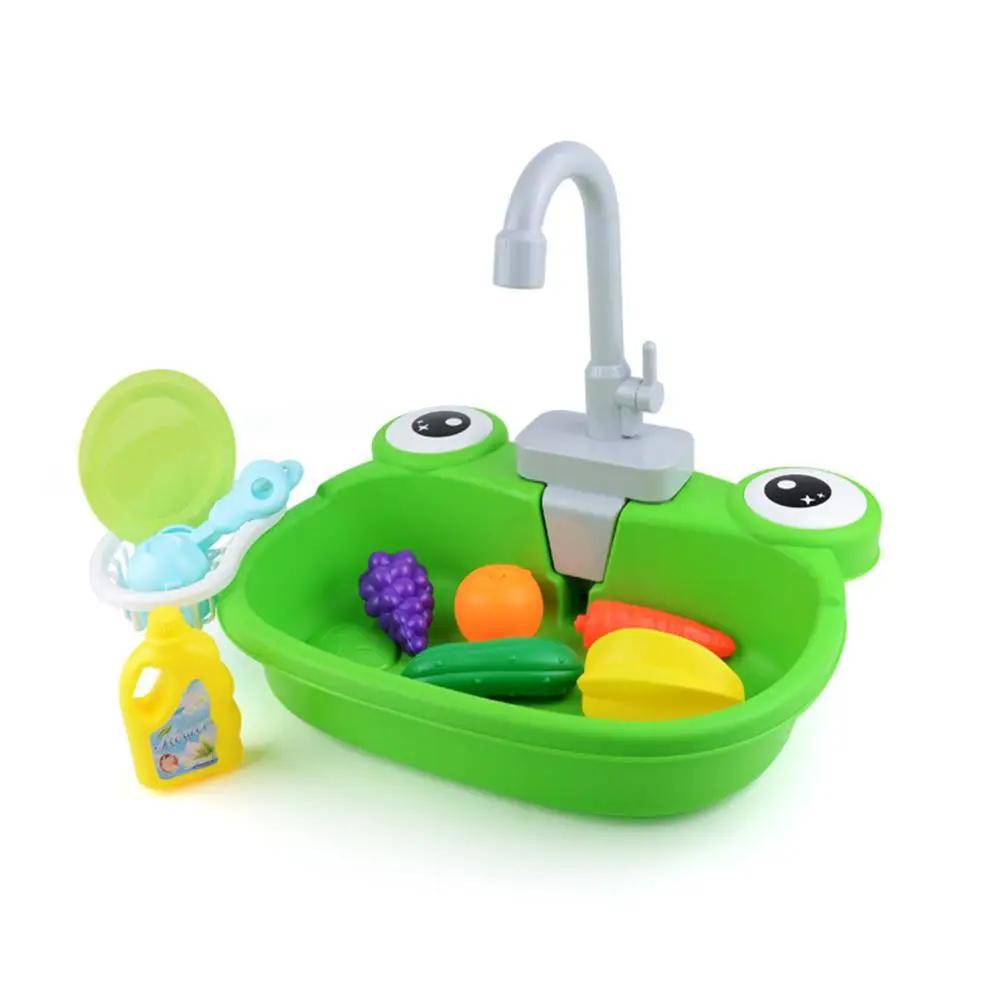 

Play House Toys Pretend Play Electric Water Out Children s Kitchen Wash Basin Sink Kids Kitchen Set Toy For Boys Girls Kids Gift зелёный