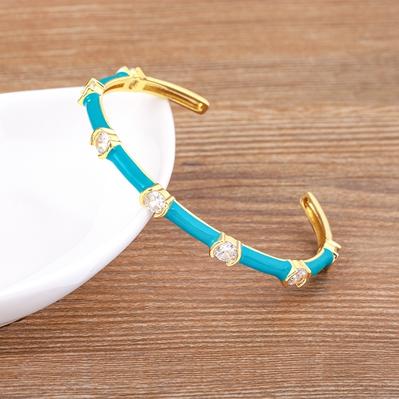 

Nidin New Arrival 6 Colors Temperament Bamboo Open Thin Bangle High Quality Handmade Anniversary Gift Adjustable Party Jewelry 56-58mm світло-синій колір