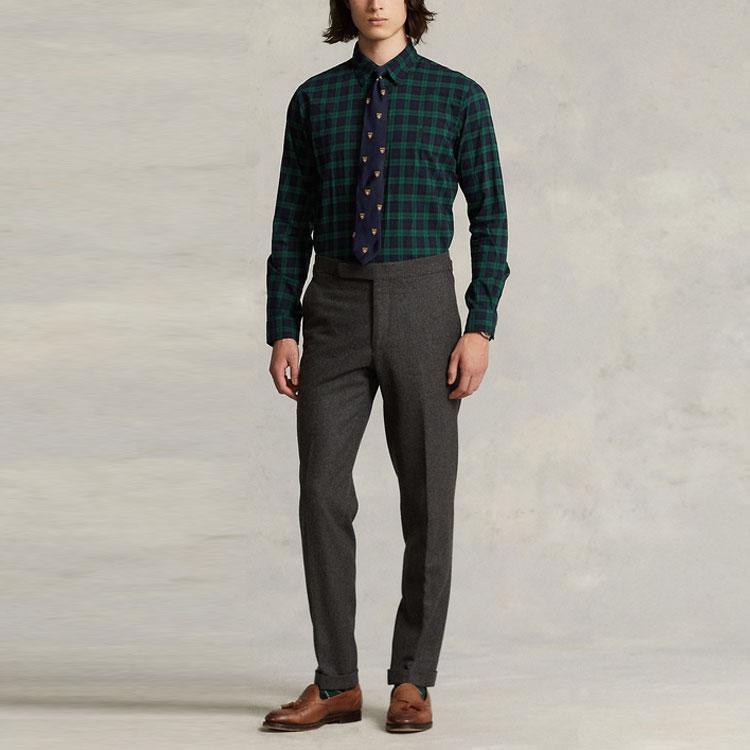 Polo Ralph Lauren FW22 Plaid Print Button-Down Long Sleeve Shirt Men shirts Green MNPOWOV16822616-999