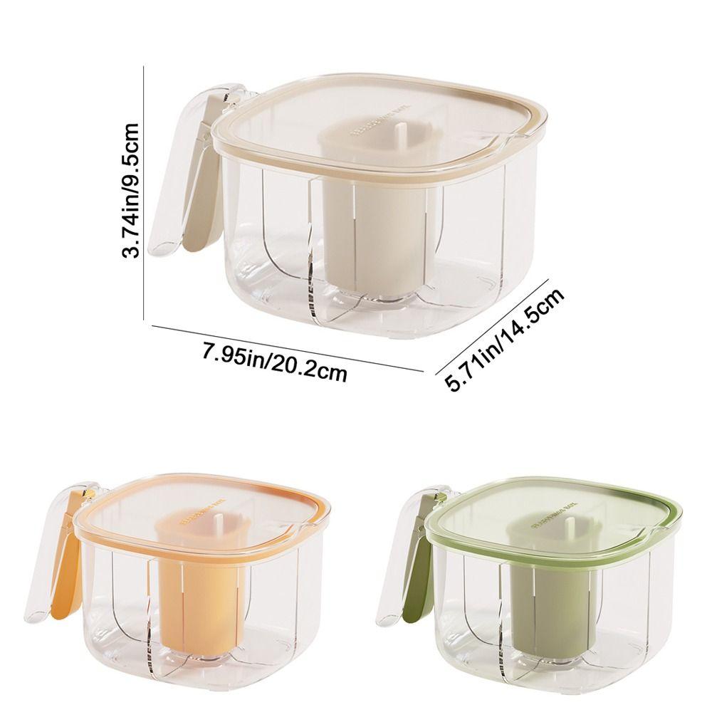 Plastic Four Grid Integrated Seasoning Box Transparent Moisture-Proof Press Type Seasoning Tank Sealed with Spoons