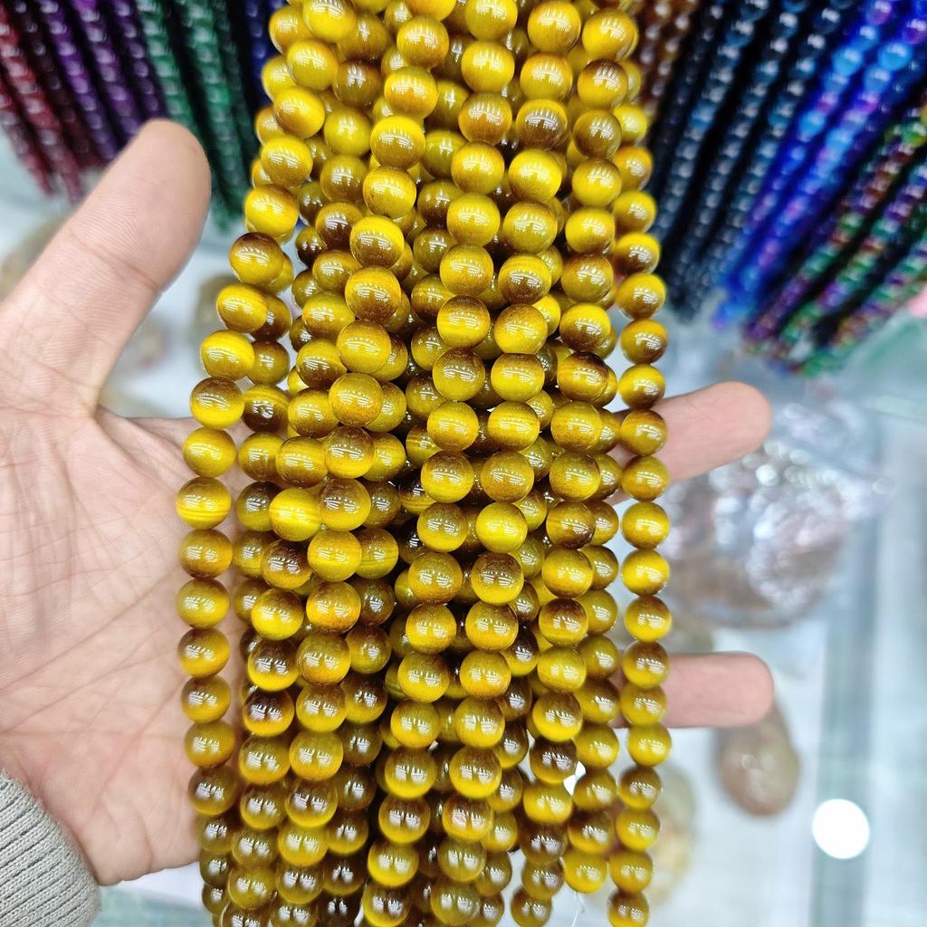 10mm Cat's Eye Stone Beads: Single, Double, Triple Color Options for DIY Jewelry Accessories.