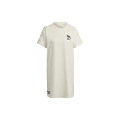 Originals Clover Logo Print Round Neck Short Sleeve Dress Women Dress White HK5222
