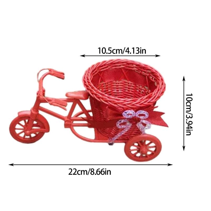 Bicycles Woven Basket Versatiles Rattans Bike Mounted Planter For Indoor Outdoor Flower Arrangements