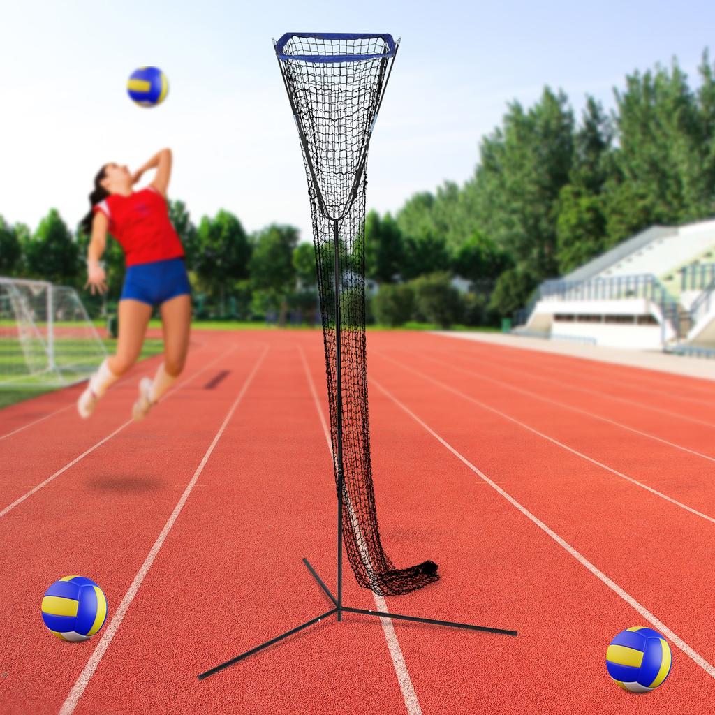 Sistem de Plasă pentru Antrenament de Volei, Înălțime Reglabilă 225-330cm, Cadru Plasă de Antrenament cu Control al Unghiului, Echipament Portabil de Volei