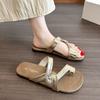 High-value cool slippers women's summer outer wear 2025 new flat bottom low heel soft bottom going out beach one-word drag