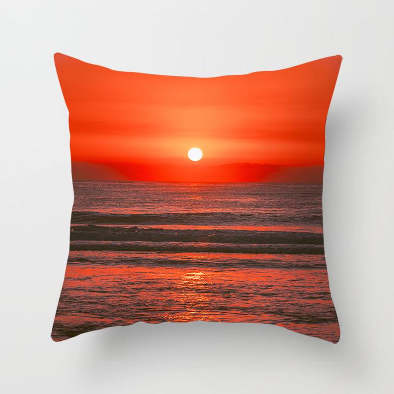 Natural Landscape Sunset Scenery Pillow Cover Sofa Decoration Car Office Seat Cushion Cover Room Pillow Cover Home Decoration