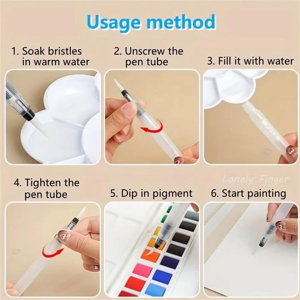 Watercolor Pens Art Supplies Water Brush Pen Empty Color Refillable Painting Brush Refillable Color Art Painting Soluble