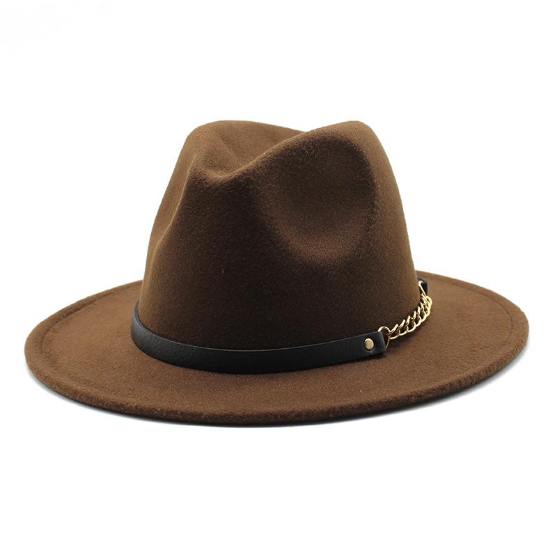 British Style Men And Women Jazz Woolen Hat Big Eave Hat Classic Woolen Hat