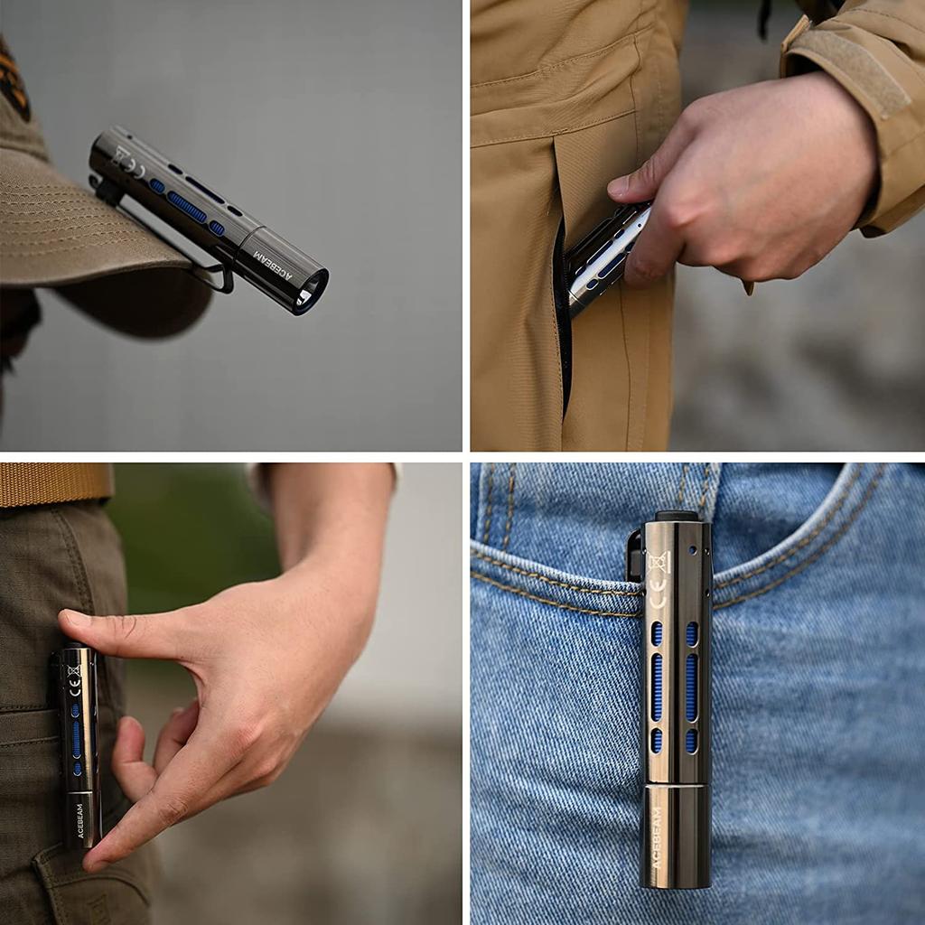 Acebeam Rider RX Rechargeable EDC Max 650 Power Level Rechargeable LED Handheld Compatible with 14500 or Hydride AA Batteries Flashlight, Lumens,